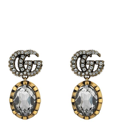 gucci double g earrings with crystals|Gucci crystal.